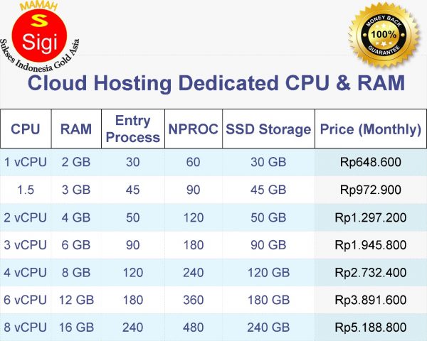 Cloud Hosting Dedicated CPU & RAM
